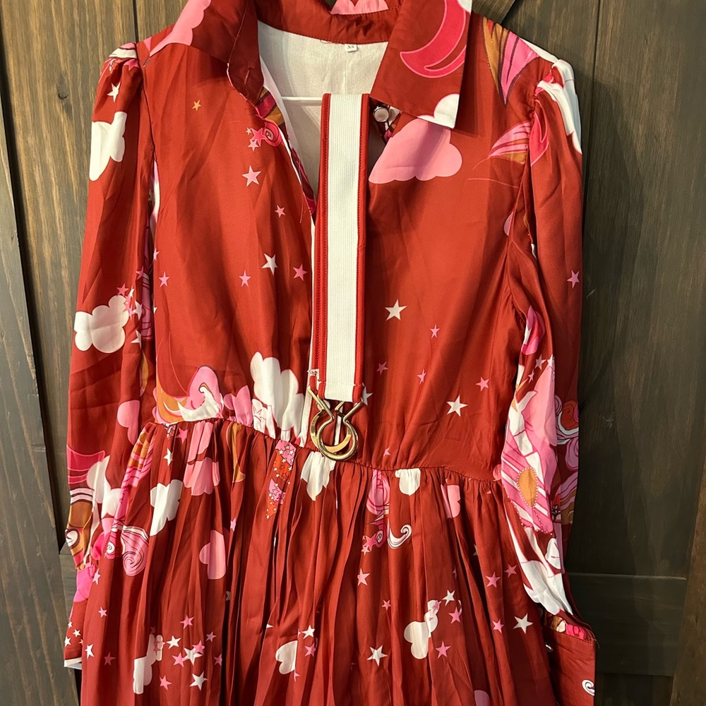 Red Dress Boutique burgundy long sleeve mini dress- size XS